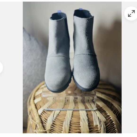 SOREL Joan Of Arctic Kids Sz 5 /37 Wedge II Chelsea Boot Waterproof Suede Gray - Picture 2 of 6